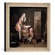 Gerahmtes Bild von Jean-Baptiste-Siméon Chardin J.B.S.Chardin, Die Wäscherin, Kunstdruck im hochwertigen handgefertigten Bilder-Rahmen, 30x30 cm, Silber raya