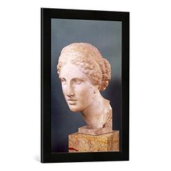 Gerahmtes Bild von Greek School "The Kauffmann Head, Head of Aphrodite, copy of the Aphrodite of Cnidus by Praxiteles (fl.375-40 BC) c.150 BC", Kunstdruck im hochwertigen handgefertigten Bilder-Rahmen, 40x60 cm, Schwarz matt