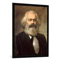 Gerahmtes Bild von P. Nasarow "Karl Marx / P. Nasarov, N. Gereljuk", Kunstdruck im hochwertigen handgefertigten Bilder-Rahmen, 70x100 cm, Schwarz matt