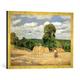 Gerahmtes Bild von Camille Pissarro "La moisson-La moisson a Montfoucault, Mayenne", Kunstdruck im hochwertigen handgefertigten Bilder-Rahmen, 70x50 cm, Gold raya