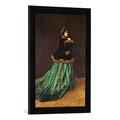 Gerahmtes Bild von Claude Monet Camille, or The Woman in the Green Dress, 1866", Kunstdruck im hochwertigen handgefertigten Bilder-Rahmen, 40x60 cm, Schwarz matt
