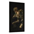 Gerahmtes Bild von Francisco Jose de Goya y Lucientes Goya, Saturn verschlingt einen Sohn, Kunstdruck im hochwertigen handgefertigten Bilder-Rahmen, 50x100 cm, Schwarz matt