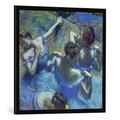 Gerahmtes Bild von Edgar Degas "Blue Dancers, c.1899", Kunstdruck im hochwertigen handgefertigten Bilder-Rahmen, 70x70 cm, Schwarz matt