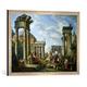 Gerahmtes Bild von Giovanni Paolo Pannini or Panini "Roman Ruins with a Prophet, 1751", Kunstdruck im hochwertigen handgefertigten Bilder-Rahmen, 70x50 cm, Silber raya