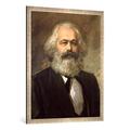 Gerahmtes Bild von P. Nasarow "Karl Marx / P. Nasarov, N. Gereljuk", Kunstdruck im hochwertigen handgefertigten Bilder-Rahmen, 70x100 cm, Silber raya