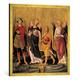 Gerahmtes Bild von Domenico di Michelino "Die drei Erzengel und der junge Tobias", Kunstdruck im hochwertigen handgefertigten Bilder-Rahmen, 70x70 cm, Gold raya