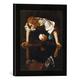 Gerahmtes Bild von Michelangelo Merisi Caravaggio Narziß, Kunstdruck im hochwertigen handgefertigten Bilder-Rahmen, 30x30 cm, Schwarz matt