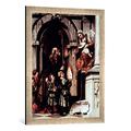 Gerahmtes Bild von Moretto da BresciaDer Heilige Nikolaus von Bari und die Kinder, Kunstdruck im hochwertigen handgefertigten Bilder-Rahmen, 50x70 cm, Silber raya