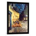 Gerahmtes Bild von Vincent van Gogh Terrasse des Cafes an der Place du Forum in Arles am Abend, Kunstdruck im hochwertigen handgefertigten Bilder-Rahmen, 50x70 cm, Schwarz matt