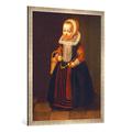 Gerahmtes Bild von Cornelis de Vos "Mädchenbildnis", Kunstdruck im hochwertigen handgefertigten Bilder-Rahmen, 70x100 cm, Silber raya