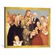 Gerahmtes Bild von Lucas Cranach der Jüngere "Christus segnet die Kinder", Kunstdruck im hochwertigen handgefertigten Bilder-Rahmen, 70x50 cm, Gold raya
