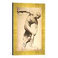 Gerahmtes Bild von Evelyn de Morgan Discus thrower, drawing of a classical sculpture, c.1874, Kunstdruck im hochwertigen handgefertigten Bilder-Rahmen, 30x40 cm, Gold raya