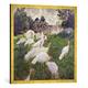 Gerahmtes Bild von Claude Monet "The Turkeys at the Chateau de Rottembourg, Montgeron, 1877 (oil on canvas_", Kunstdruck im hochwertigen handgefertigten Bilder-Rahmen, 70x70 cm, Gold raya