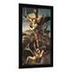 Gerahmtes Bild von Raphael "St. Michael Overwhelming the Demon, 1518", Kunstdruck im hochwertigen handgefertigten Bilder-Rahmen, 50x100 cm, Schwarz matt