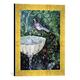 Gerahmtes Bild von Unbekannt Wall painting of a dove in a garden by a fountain, Pompeii, 1st century AD, Kunstdruck im hochwertigen handgefertigten Bilder-Rahmen, 30x40 cm, Gold raya