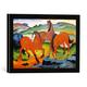 Gerahmtes Bild von Franz MarcDie roten Pferde (Weidende Pferde IV), Kunstdruck im hochwertigen handgefertigten Bilder-Rahmen, 40x30 cm, Schwarz matt