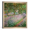 Gerahmtes Bild von Claude Monet Le jardin de Monet, les iris, Kunstdruck im hochwertigen handgefertigten Bilder-Rahmen, 50x50 cm, Silber raya