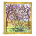 Gerahmtes Bild von Claude Monet C.Monet, Frühling in Giverny, Kunstdruck im hochwertigen handgefertigten Bilder-Rahmen, 50x50 cm, Gold raya