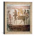 Gerahmtes Bild von Griechische Malerei "Heimkehrender Ritter/ griech. 4.Jh.v.Chr", Kunstdruck im hochwertigen handgefertigten Bilder-Rahmen, 30x30 cm, Silber raya