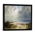 Gerahmtes Bild von Carl Morgenstern Dune by Hegoland, Tranquil Sea, Kunstdruck im hochwertigen handgefertigten Bilder-Rahmen, 70x50 cm, Schwarz matt