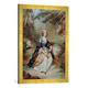Gerahmtes Bild von Henri-Charles-Antoine Baron Frau mit Buch, Kunstdruck im hochwertigen handgefertigten Bilder-Rahmen, 50x70 cm, Gold raya