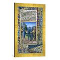 Gerahmtes Bild von französisch Buchmalerei Stundenbuch Ludwigs von Orleans fol.37 r, Kunstdruck im hochwertigen handgefertigten Bilder-Rahmen, 40x60 cm, Gold raya