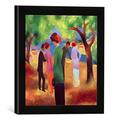 Gerahmtes Bild von August Macke Woman in a Green Jacket, 1913", Kunstdruck im hochwertigen handgefertigten Bilder-Rahmen, 30x30 cm, Schwarz matt