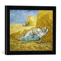 Gerahmtes Bild von Vincent van Gogh Van Gogh/Mittagsrast (nach Millet)/1890", Kunstdruck im hochwertigen handgefertigten Bilder-Rahmen, 40x30 cm, Schwarz matt