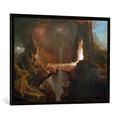 Gerahmtes Bild von Thomas Cole "Vertreibung aus dem Paradies-Mond und Feuerschein", Kunstdruck im hochwertigen handgefertigten Bilder-Rahmen, 100x70 cm, Schwarz matt