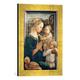 Gerahmtes Bild von Fra Filippo Lippi Madonna mit Kind und zwei Engeln, Kunstdruck im hochwertigen handgefertigten Bilder-Rahmen, 30x40 cm, Gold raya