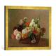 Gerahmtes Bild von Ignace Henri Jean Fantin-Latour Flower Still Life, Kunstdruck im hochwertigen handgefertigten Bilder-Rahmen, 60x40 cm, Gold raya