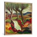 Gerahmtes Bild von August Macke "Weide am Bach", Kunstdruck im hochwertigen handgefertigten Bilder-Rahmen, 100x100 cm, Silber raya