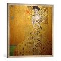 Gerahmtes Bild von Gustav Klimt Bildnis Adele Bloch-Bauer I, Kunstdruck im hochwertigen handgefertigten Bilder-Rahmen, 70x70 cm, Silber Raya