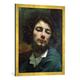 Gerahmtes Bild von Gustave Courbet Self Portrait or, The Man with a Pipe, c.1846, Kunstdruck im hochwertigen handgefertigten Bilder-Rahmen, 60x80 cm, Gold raya