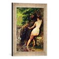 Gerahmtes Bild von Gustave Courbet The Source or Bather at the Source, 1868", Kunstdruck im hochwertigen handgefertigten Bilder-Rahmen, 30x40 cm, Silber raya