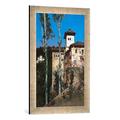 Gerahmtes Bild von Martin Rico y Ortega "La Torre de las Damas en la Alhambra", Kunstdruck im hochwertigen handgefertigten Bilder-Rahmen, 40x60 cm, Silber raya