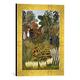 Gerahmtes Bild von Henri J.F. Rousseau "Exotische Landschaft mit Affen und einem Papagei", Kunstdruck im hochwertigen handgefertigten Bilder-Rahmen, 30x40 cm, Gold raya