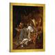 Gerahmtes Bild von Willem Kalf Großes Stilleben mit Rüstung, Kunstdruck im hochwertigen handgefertigten Bilder-Rahmen, 50x70 cm, Gold raya