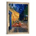 Gerahmtes Bild von Vincent Van Gogh Terrasse des Cafes an der Place du Forum in Arles am Abend, Kunstdruck im hochwertigen handgefertigten Bilder-Rahmen, 50x70 cm, Silber Raya