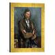 Gerahmtes Bild von Paul Cézanne Homme aux bras croisés, Kunstdruck im hochwertigen handgefertigten Bilder-Rahmen, 30x40 cm, Gold raya