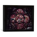 Gerahmtes Bild von 13. Jahrhundert Chartres, Maurer u.Steinmetze/Glasmal, Kunstdruck im hochwertigen handgefertigten Bilder-Rahmen, 40x30 cm, Schwarz matt