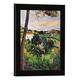 Gerahmtes Bild von Paul Cézanne Landscape with red roof or The pine at the Estaque, 1875-76", Kunstdruck im hochwertigen handgefertigten Bilder-Rahmen, 30x40 cm, Schwarz matt