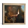 Gerahmtes Bild von Thomas Cole Vertreibung aus dem Paradies-Mond und Feuerschein, Kunstdruck im hochwertigen handgefertigten Bilder-Rahmen, 40x30 cm, Silber raya