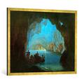 Gerahmtes Bild von Heinrich Jakob Fried "Die Blaue Grotte von Capri", Kunstdruck im hochwertigen handgefertigten Bilder-Rahmen, 100x70 cm, Gold raya