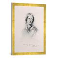 Gerahmtes Bild von George Richmond Portrait of Charlotte Bronte, engraved by Walker and Boutall, Kunstdruck im hochwertigen handgefertigten Bilder-Rahmen, 50x70 cm, Gold raya