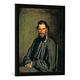 Gerahmtes Bild von Iwan Nikolajewitsch Kramskoi Bildnis Leo Tolstoi, Kunstdruck im hochwertigen handgefertigten Bilder-Rahmen, 50x70 cm, Schwarz matt