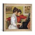 Gerahmtes Bild von Pierre Auguste Renoir Yvonne and Christine Lerolle at the piano, 1897", Kunstdruck im hochwertigen handgefertigten Bilder-Rahmen, 40x30 cm, Silber raya