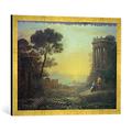 Gerahmtes Bild von Claude Lorrain Claude Lorrain, Apollo und Sibylle, Kunstdruck im hochwertigen handgefertigten Bilder-Rahmen, 70x50 cm, Gold raya