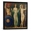 Gerahmtes Bild von Franz Von Stuck "Die drei Göttinnen Athena, Hera und Aphrodite", Kunstdruck im hochwertigen handgefertigten Bilder-Rahmen, 70x70 cm, Schwarz matt