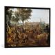 Gerahmtes Bild von Peeter Snayers "Überfall auf einen Train im Dreißigjährigen Krieg", Kunstdruck im hochwertigen handgefertigten Bilder-Rahmen, 100x70 cm, Schwarz matt